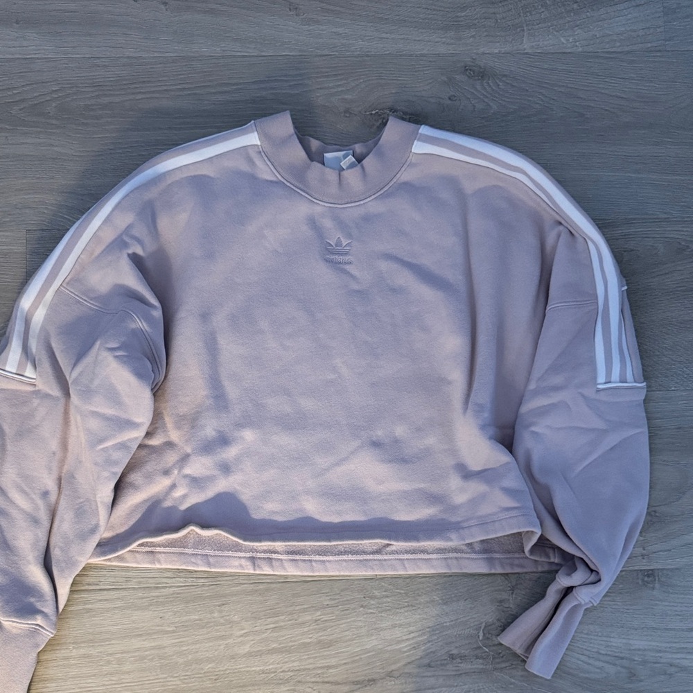 Adidas Pastel Purple Cropped Sweatshirt - Vintage